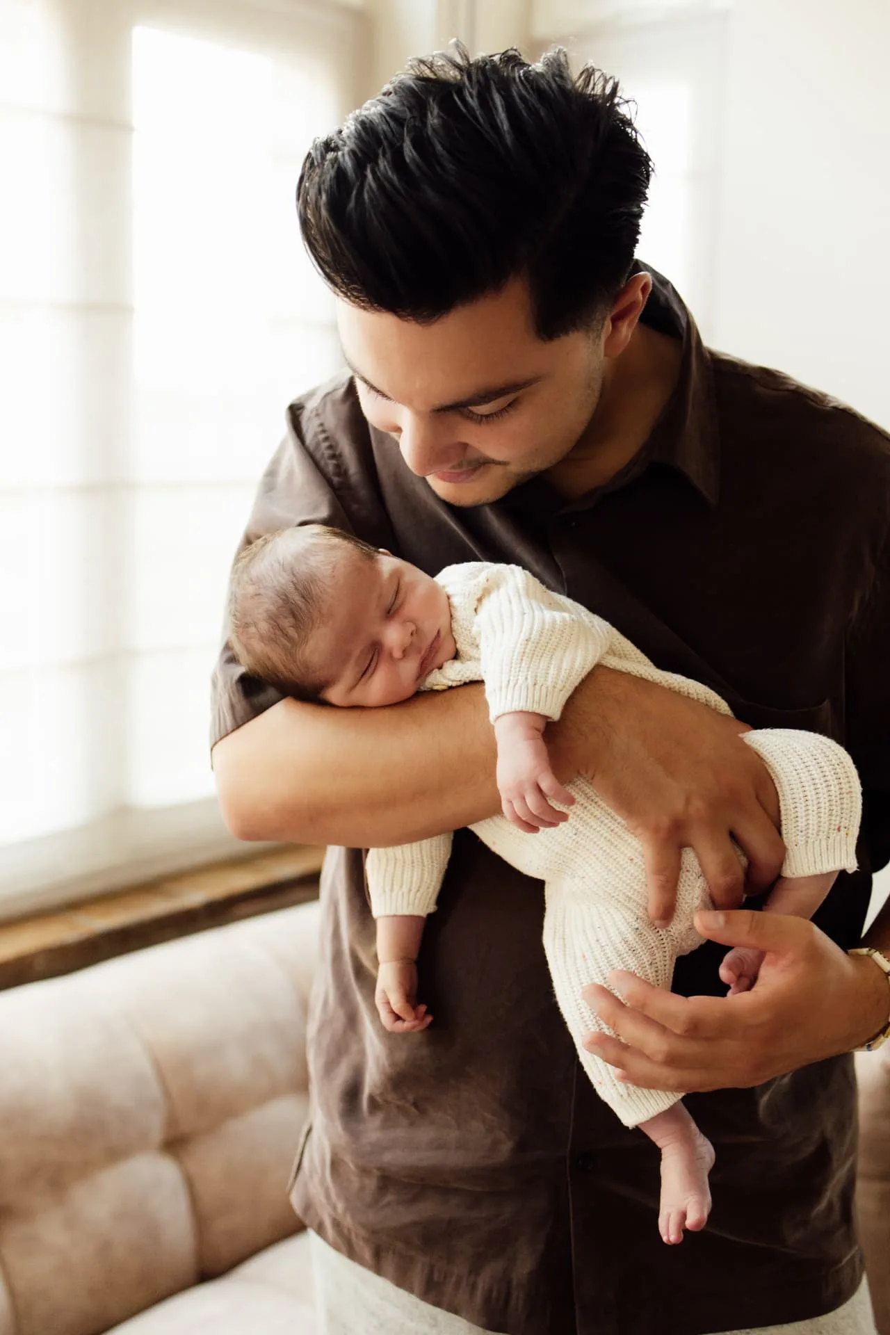 Newborn met vader